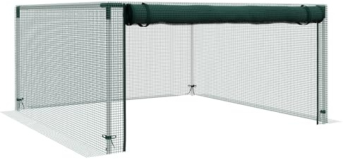 Outsunny 1,25 x 1,25 m Gartennetz mit Reißverschlusstür HDPE Grün Pflanzenschutzzelt, Insektenschutznetz, Winddichtes Gemüsenetz, Schädlingsschutznetz, für Garten Balkon, Stahl