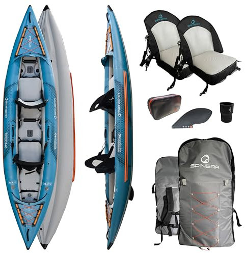 Spinera Tenaya 140 Kayak | 2 Pers | aufblasbares | SpinTex Material | Drop Stitch Boden | Air Cushion Technologie Sitz | stabil & leicht 16,3 Kg | Freizeit,Abenteuer & Touring | Rucksack & Zubehör |