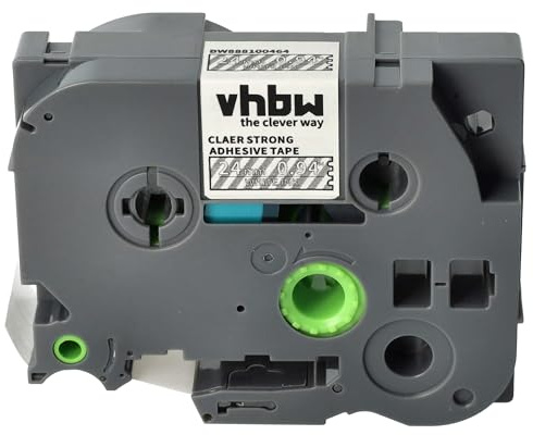 vhbw Schriftband-Kassette kompatibel mit Brother PT 7600VP, 9200, 7600 Etiketten-Drucker 8m x 24mm Weiß auf Transparent, Extra Stark, Laminiert
