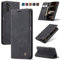 owlhold Handyhülle für Samsung Galaxy A14 4G/5G Hülle, Premium Lederhülle Weiches Vintage-Nubukleder Faltbare Ständer Klapphülle Kartenfach Standfunktion stoßfest Schutzhülle -Schwarz