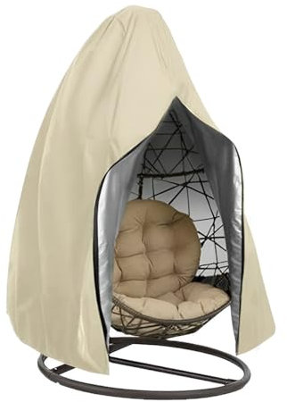 ENEN Housse de Chaise Suspendue Imperméable, Housse Oeuf Suspendu Extérieur 210D Oxford-Tissu, Anti-UV et Coupe-Vent Housse Fauteuil Suspendu pour Jardin Patio (Beige,190x115cm)