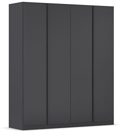 Rauch Möbel MONOSTAR, Kleiderschrank, Farbe Grau metallic, Breite 181 cm | Schrank, Garderobenschrank, 4-türig, Zubehör Basic, für Schlafzimmer, Kinderzimmer, Jugendzimmer, Garderobe, Flur