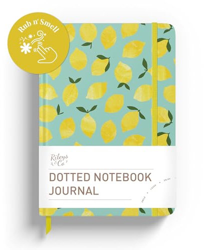 Rileys & Co Notizbuch, gepunktet, 20,3 x 15,2 cm, Hardcover, Motivations-Tagebuch, Motivationsnotizbuch, Zitronengelb