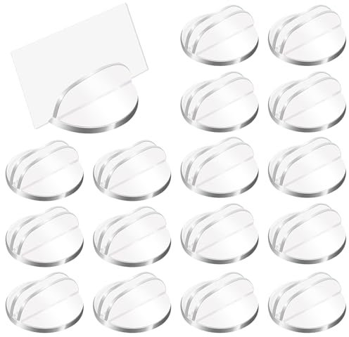Namenskartenständer, 50 Stück Transparent Kartenhalter Mini Fotohalter Tischkartenhalter Acryl Spielkartenhalter Kunststoff Kartenständer Rundsockel für Foto Memo Etiketten Bilder Menüs Tischnummern