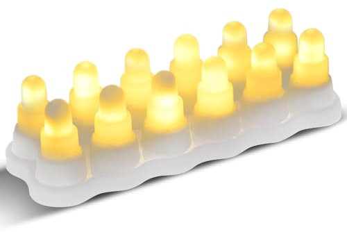 HUIOP bougies sans flamme,Paquet de 12 bougies LED sans flamme vacillantes, alimentées par USB, fausses bougies électriques sans fil, bougies chauffe-plat pour chambre, fête, anniversaire, mariage, fe
