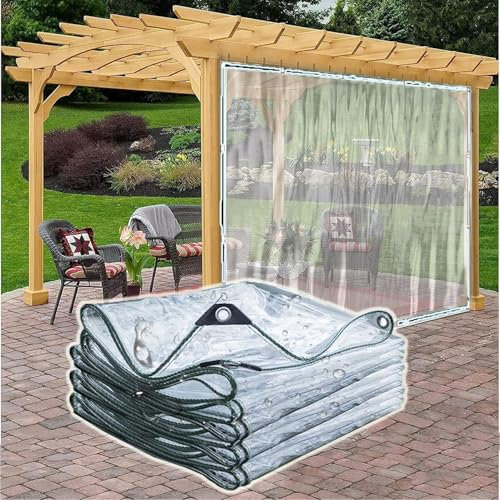 Bache Transparente Exterieur 4x8m(13x26.2ft) Bâche de Protection Imperméable 450g/m² PVC Protection de Vent Pluie Soleil pour Serre Jardin Pergola