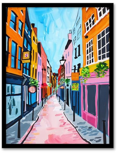 Artery8 Carnaby Street London Vibrant Colourful Painting Living Room Art Print Framed Poster Wall Decor 12x16 inch