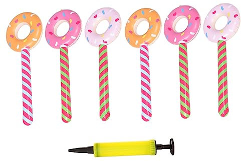 BELLIFFY Aufblasbare Donut Lutscher aus Pvc mit Pumpe Aufblasbare Poolstäbe für Kinder Geburtstagsparty Dicht und Wiederverwendbar