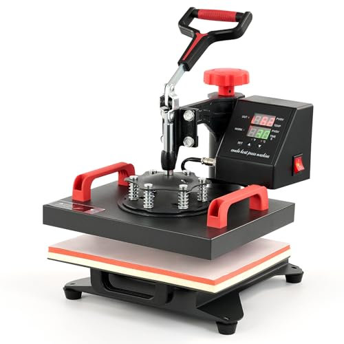 CREWORKS Prensa de Calor 30x25 cm, Maquina de Sublimacion con Panel de Control Digital, Prensa de Calor Multifuncional con Giro de 360° para Fundas de Almohada, Alfombrillas, Bolsas y Más