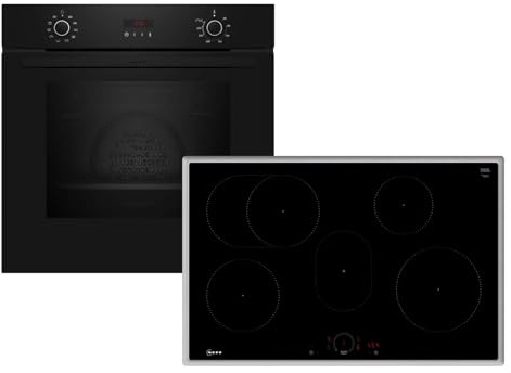 NEFF BX48PIB0, Herd-Set, Bestehend aus B2CCG6AK3 Herd, 60 x 60 cm, Pyrolyse-Selbstreinigung, CircoTherm & T58SHF1L0 Induktionskochfeld, 80 cm, Bräterzone, Powerstufe, Twist Touch, Edelstahlrahmen