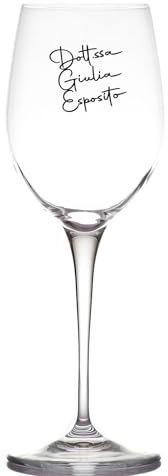 Generico ''Dottore'' Calice da Vino Bianco Rosso Personalizzato con nome Laureata Idea regalo di Laurea Natale Università Studio Dottore Dottoressa Proclamazione in corsivo
