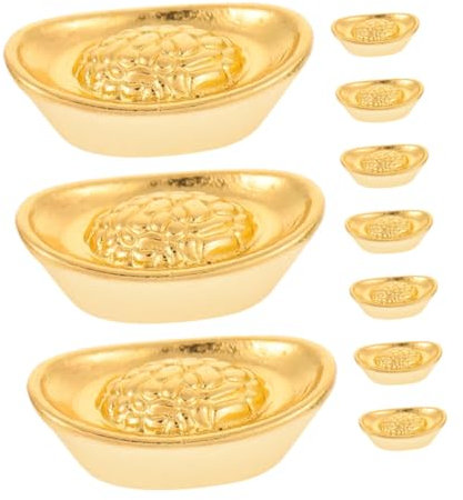 Yardwe 10 Stück Ingot-Modell realistischer Barren Reichtum Glück Barren kleine Barrenmodelle realistisches Barrendekor Miniatur Puppe Mini-Barren- Barrendekore Legierung Golden