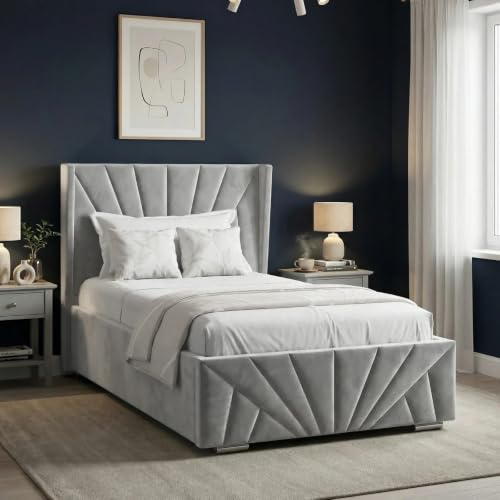 Blisswood Single Ottoman Bed – Upholstered Bed Frame with Headboard, Wooden Slats & Gas Lift-Up Storage Base – 3ft Small Bed for Kids Teens Girls & Guest Bedroom (90x190cm Dark Grey_Mattress Included)