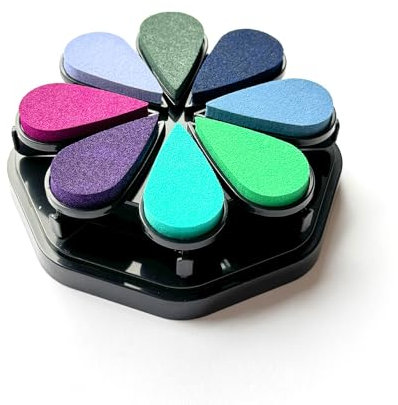 Stemplino® Stempelkissen Set Stempelblume - 8 wasserbasierte Pigmentfarben im Rondell - einzeln entnehmbar - präzises Stempeln für Embossing, Scrapbooking, Bullet Journal (Winter)