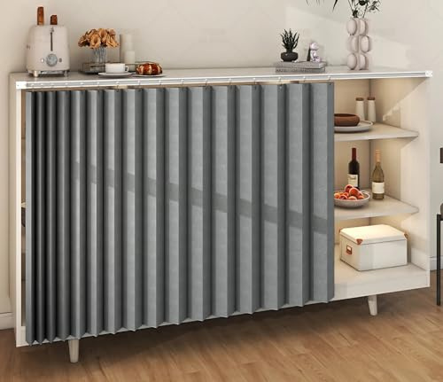 YSPZDQ Schrankvorhang für Regale & Schränke – Praktischer Staubschutz mit Schiebesystem | Passend für Küche, Bad & Wohnzimmer | Leicht zu befestigen & pflegen(Gray,120 x 80cm)