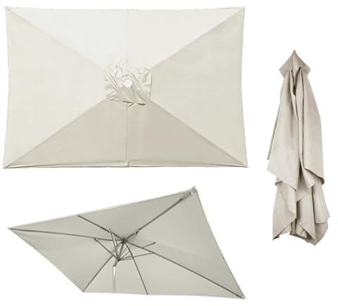 Auvent de rechange pour parasol déporté rectangulaire de 3 x 2 m, 6 baleines, housse de parasol d'extérieur avec protection UPF 30+, housse imperméable blanche