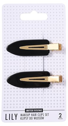 SISTER YOUNG – LILY Make-up Haarclips Set – 2 Stück – Faltenfreie Haarspangen für Make-up, Pflege & Styling – Rutschfeste Clips, sanft zum Haar, elegant & praktisch (BLACK)