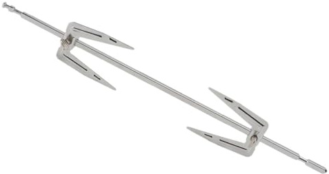 jojofuny Rotating Stainless Steel Turkey Fork for BBQ and Oven High Temperature Resistant Meat Grilled Fork with Rod and Screw Kitchen Cooking Tool for Whole Chicken Roast and Spit Roasting