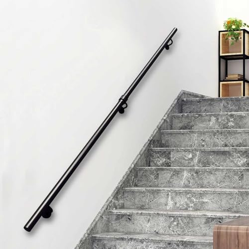 Treppengeländer, 1 m, 1,5 m, 2 m, 2,5 m, 3 m, Treppengeländer für Innen und Außen, Sicherheits-Wandhandläufe, rutschfeste Industrie-Handläufe aus Schmiedeeisen(250cm)