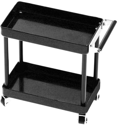 Taidda Roter Mobiler Werkzeugwagen aus Metall, Praktisch für Modelle Im Maßstab 1/8, 1/10, /12, /16, Große Reparaturen für RC-Zubehör (Black)