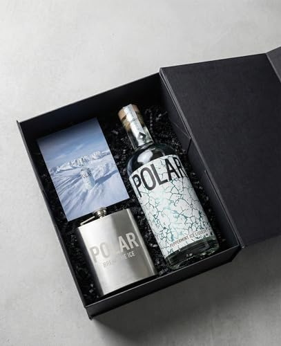 POLAR Apres-Ski Set | Premium Peppermint Liqueur and Branded Hip Flask | Great for Skiing or Events | Cool Icy Mint Flavour | Delicious Ice Cold | Quality Ingredients | British Made