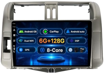 [6G+128G,Octa-Core] - MSD Autoradio für Toyota Prado (2009-2013) | Android GPS Navi Radio | CarPlay Android Auto Lenkradsteuerung Dual-Band WiFi DSP DAB | Rückfahrkamera MIC | 2 Din 9 Zoll