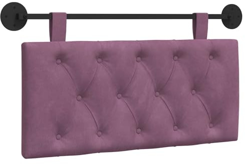 vidaXL Hängendes Kopfteil Lila Samt, Schlafzimmer, modernes Wand-Kopfteil, rechteckig mit Samtbezug, gesteppt, Holzwerkstoff, platzsparende Dekoration