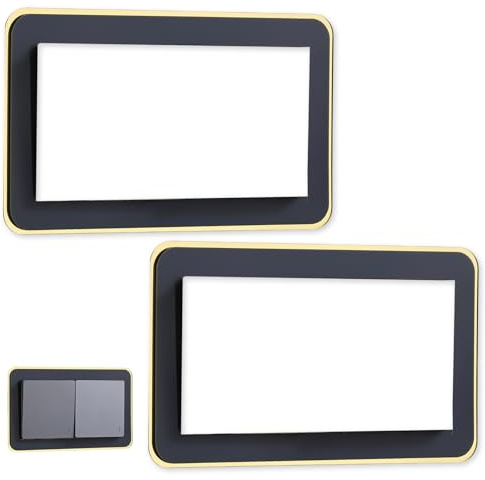 Double Socket Self-Adhesive Light Switch Surround, 2Pcs6.8x3.34in | Made from Durable Acrylic with A Matte Black Finish, Easy Self-Adhesive Fit, No Drilling or Screws Needed