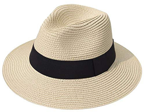 HAPEE Femme Chapeau de Paille, Panama Style Parfait pour l’été Beach Travel