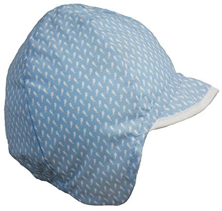 Bruno Barthel Maximo Baby Mütze Schildmütze Bindemütze UPF 40 hellblau Gemustert Gr. 45