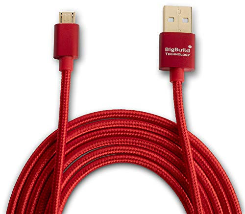 BigBuild Technology Rot 3 Meter schnelleres Lade-und Datenübertragungskabel für Samsung Galaxy J6, J7, J7 2016, J7 2017, J7 Max, J7 Nxt, J7 Prime, Prime 2, J7 Pro, Samsung Galaxy J8 Mobile