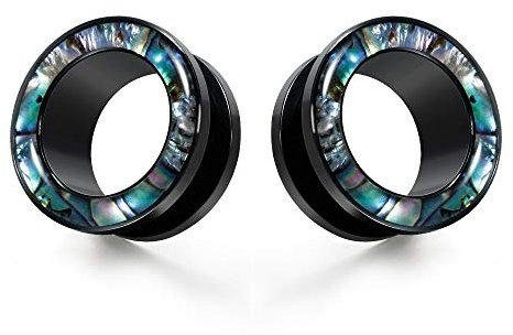 COOEAR-Messgeräte für Ohren, chirurgische Stahlstopfen, Flesh Stretchers-Ohrringe, Größe 6mm bis 25mm, schwarzes Schraubtunnel-Piercing.