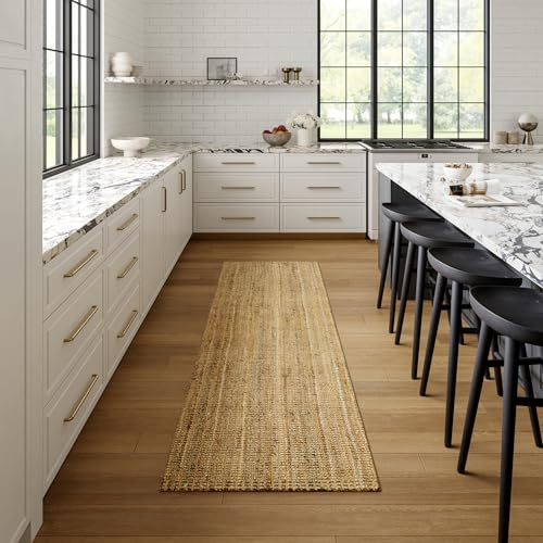 Nuloom Ashli Hand Woven, Natural, 2' 6 x 6', Farmhouse, Jute, Soft and Textured, High Traffic, Stain Resistant, Easy Clean, Durable Runner for Bedroom, Living Room, Dining Space, Den, Foyer, Entryway