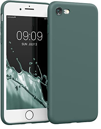 kwmobile Housse Compatible avec Apple iPhone SE (2022) / iPhone SE (2020) / iPhone 8 / iPhone 7 Coque - Housse de téléphone en TPU avec Protection Appareil Photo - Bleu Vert