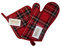 Bossi Set Natale Natalizio Tartan 1 Guanto + 2 Presine Quadrate 100% Puro Cotone Pettinato Tinto in Filo