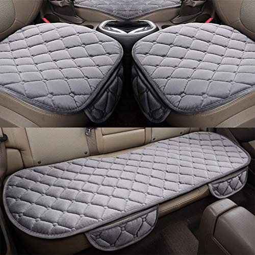 Auto Sitzkissen Sitzauflagen Universal Auto Weiche Sitzbezüge Auto Vordersitze Autositzkissen Sitz Protector Kissen Geeignet für Meisten Auto (Grau,2+1 Sitzbezüge vorne und hinten)