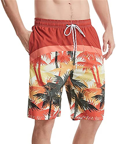 Short de Bain Homme Court Rayé Maillot de Bain Natation Homme Fleur Grande Taille Boardshort Swim Shorts Short Plage Surf Piscine Homme Trunk Swimming Trunks Boxer Shorts de Bain Homme Sport S