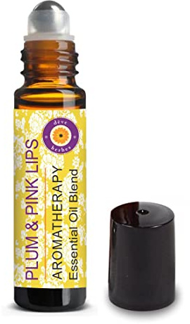 Deve Herbes Plum & Pink Lip Oil - Blend of Jasmine, Chamomile, Rose Geranium, French Lavender & Lemon Essential Oils 10ml (0.33oz)