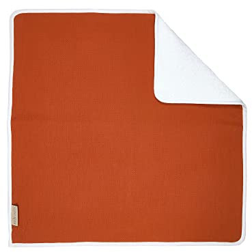 KraftKids Wickeltischunterlage Doppelkrepp Rot Herbstrot, Windelmatte aus 100% Baumwolle, wasserundurchlässige Reise-Wickelunterlage