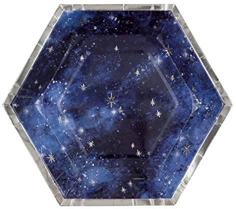 Unique Galaxy Hexagon Shaped 8.25 Dessert Plates, 8ct - Foil Stamping