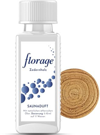 Florage 100ml Saunaaufguss ZEDERNHOLZ - 50 Jahre Erfahrung als deutsche Duftmanufaktur, hochergiebiges Aufgussmittel für die Sauna, viele Aufguss Düfte, vegan und ohne Tierversuche, auch als Set