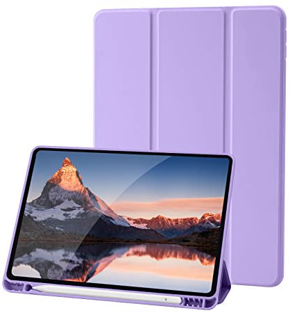 Palkitsee Case Compatible with iPad 9th/8th/7th Generation Case, Premium PU Leather + Soft TPU Back Case with Pencil Holder, Auto Sleep/Wake 10.2 Inch iPad Case Cover 2021/2020/2019 (Purple)