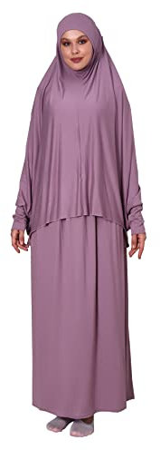 ihvan online Muslimische Kleider für Frauen, Zweiteilige Langhülle Islamisches Gebetskleid, Hijab, Rose