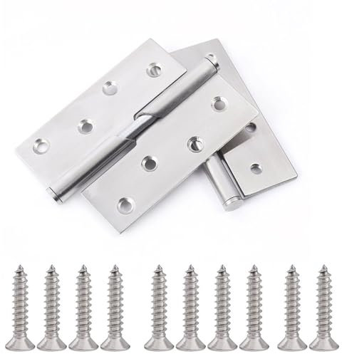 rflaueo 2pcs 3 Lift Off Door Hinges Rising Butt Left Handed Lift Off Door Hinge Stainless Steel for Internal External Doors(U20-2)