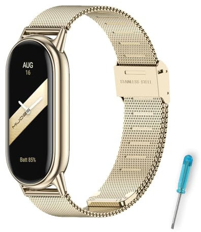 MIJOBS Armband Kompatibel mit Xiaomi Band 10/9/8, Edelstahl Metall Ersatzband für Mi Fit Band 9 Armband Schnellverschluss, Wasserdicht, Atmungsaktiv, Männer, Frauen