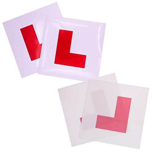 DBOO 4pcs L Plates for Car Motorcycle - 2pcs Window Self Cling L Plates for Glass 2pcs L Plates Adhesive Stickers Non Magnetic