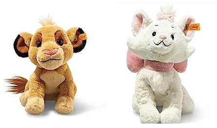 Steiff 24665 Soft Cuddly Friends Disney Originals Simba 26cm & 24658 Katze Marie 24cm Weiss/rosa Disney