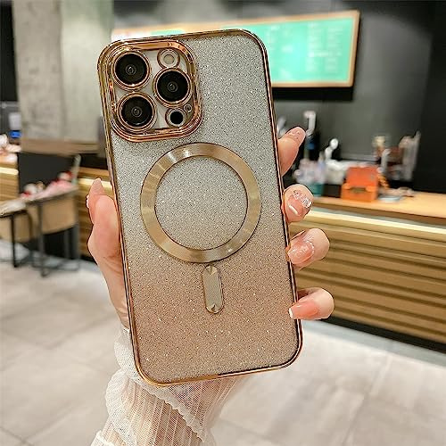 Jacyren Magnetische Hülle für iPhone XS Max HandyHülle, kompatibel mit Magnetic Klare Glitter Silikon Schutzhülle Kratzfest Stoßfest Kameraschutz Case Cover für iPhone XS Max, Gold