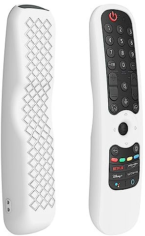 Silicone Protective Case for LG Magic TV Remote AN-MR21GA AN-MR21GC 2021 / LG AN-MR22GA MR22GN 2022, Anti Slip Shockproof Silicone Cover with Lanyard (White)