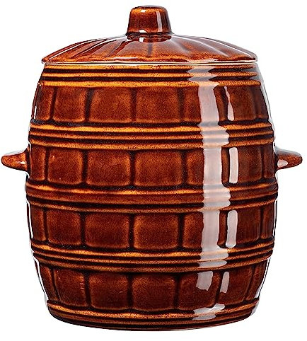 KADAX Casserole en céramique avec poignées latérales et couvercle, passe au lave-vaisselle, en céramique, fait à la main, pot à fermenter pour concombres (8 l)